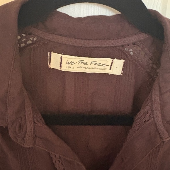 We The Free Free People Victorian Buttondown Top - Size S - Deep Eggplant Purple - Picture 3 of 11